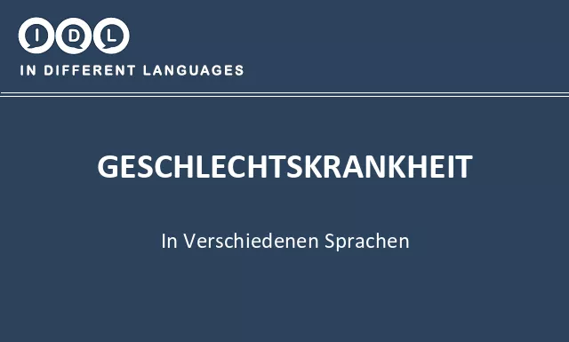 Geschlechtskrankheit in verschiedenen sprachen - Bild