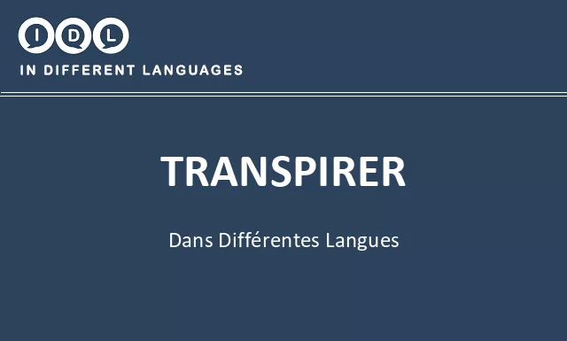 Transpirer dans différentes langues - Image