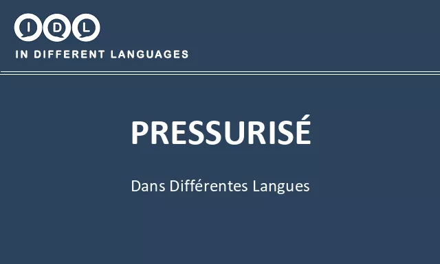 Pressurisé dans différentes langues - Image