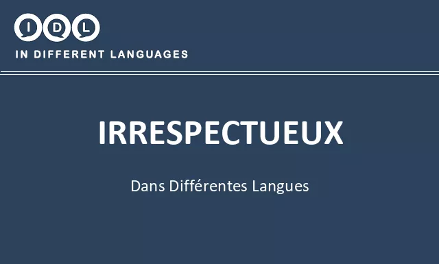 Irrespectueux dans différentes langues - Image