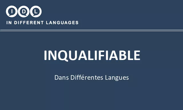 Inqualifiable dans différentes langues - Image