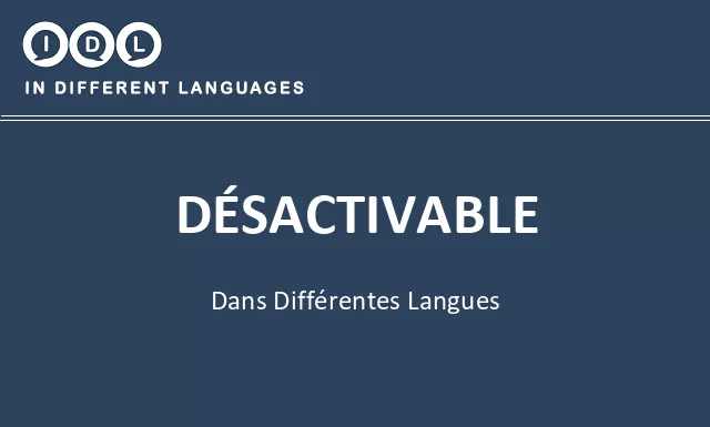 Désactivable dans différentes langues - Image