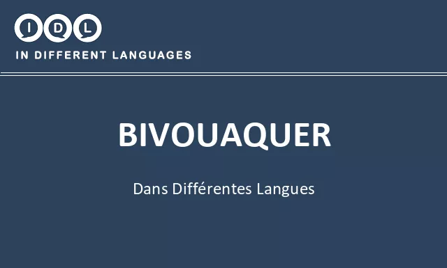 Bivouaquer dans différentes langues - Image