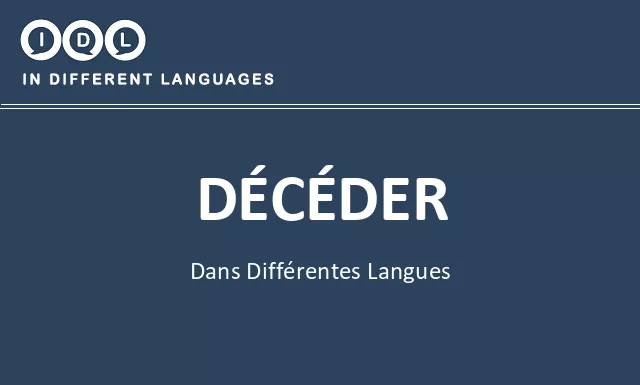 Décéder dans différentes langues - Image