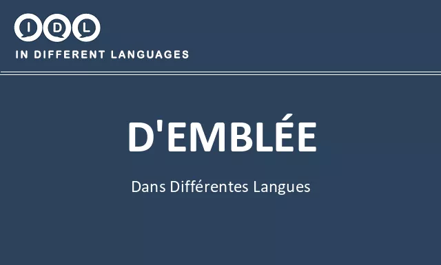 D'emblée dans différentes langues - Image