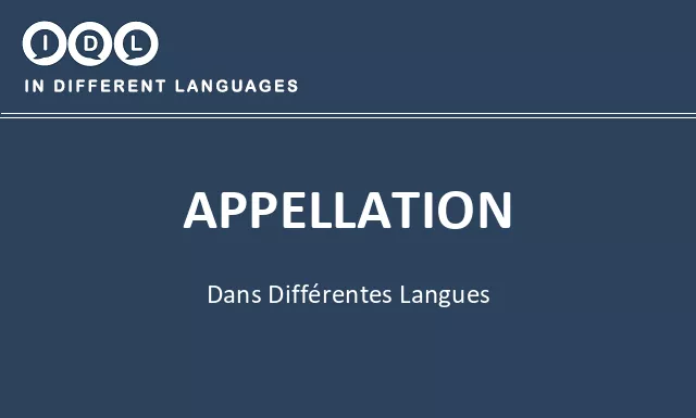 Appellation dans différentes langues - Image