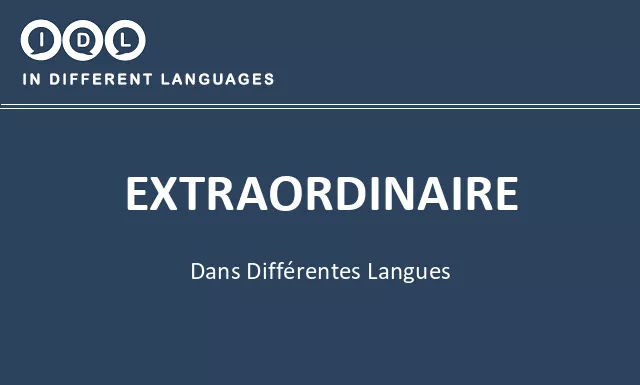 Extraordinaire dans différentes langues - Image