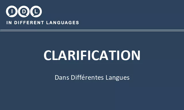 Clarification dans différentes langues - Image