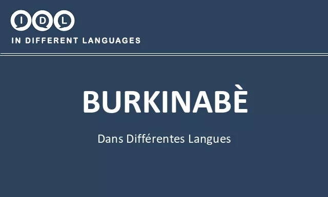 Burkinabè dans différentes langues - Image