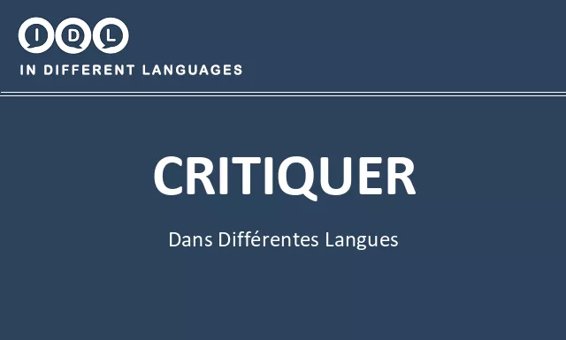 Critiquer dans différentes langues - Image