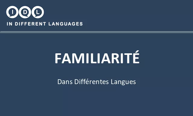 Familiarité dans différentes langues - Image