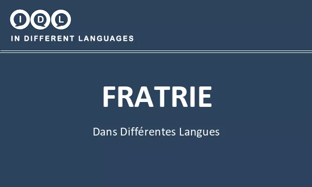 Fratrie dans différentes langues - Image