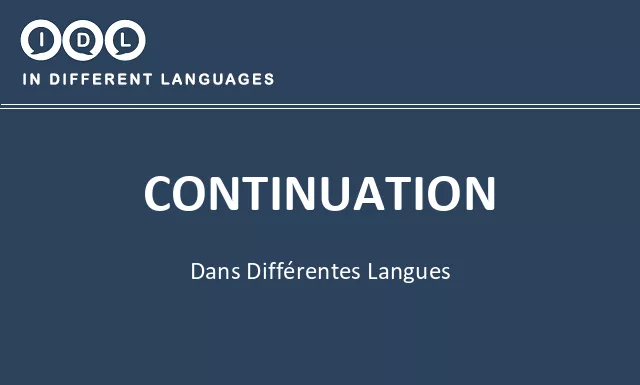 Continuation dans différentes langues - Image