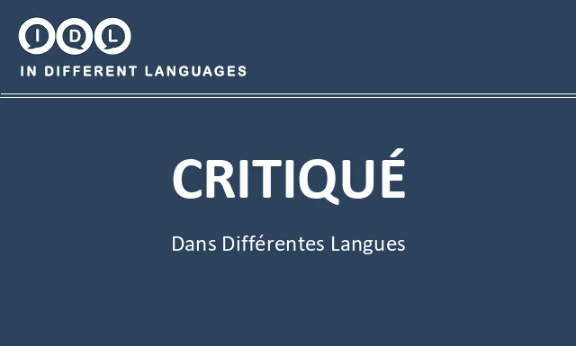 Critiqué dans différentes langues - Image