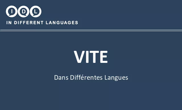 Vite dans différentes langues - Image