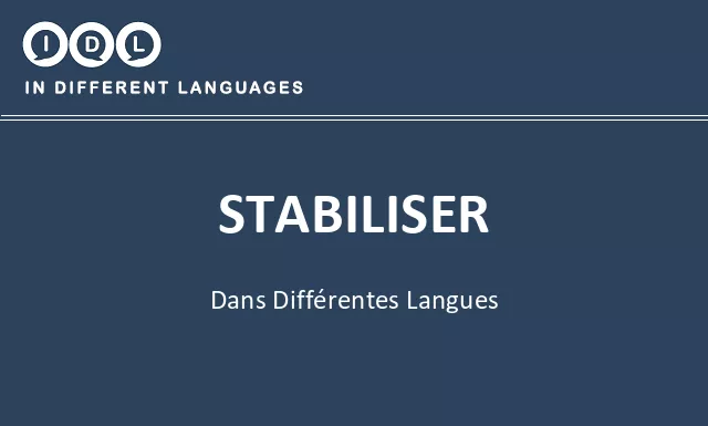 Stabiliser dans différentes langues - Image
