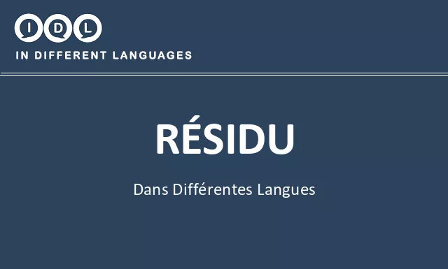 Résidu dans différentes langues - Image