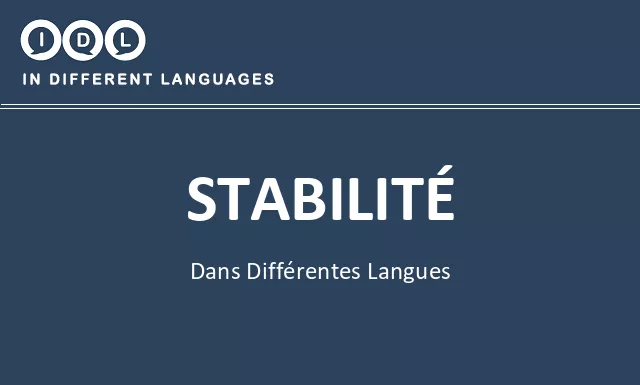 Stabilité dans différentes langues - Image