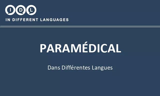 Paramédical dans différentes langues - Image