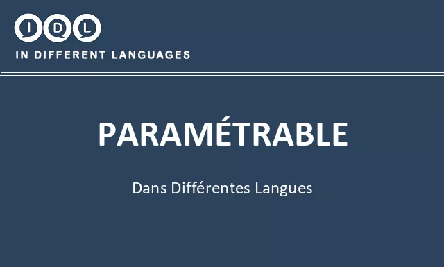 Paramétrable dans différentes langues - Image
