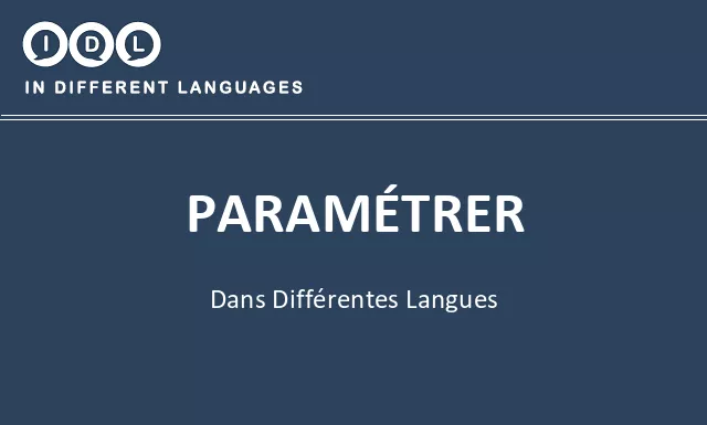Paramétrer dans différentes langues - Image