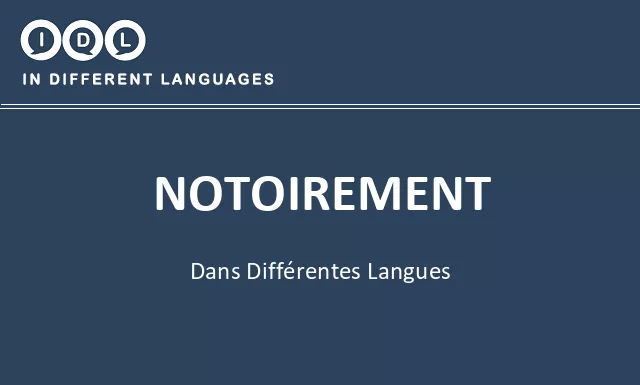 Notoirement dans différentes langues - Image