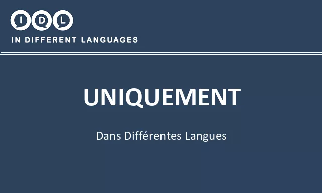 Uniquement dans différentes langues - Image