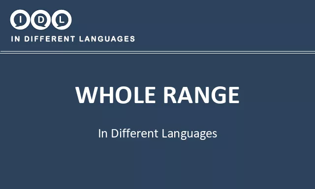 Whole range in Different Languages - Image