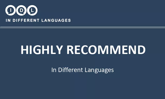 Highly recommend in Different Languages - Image