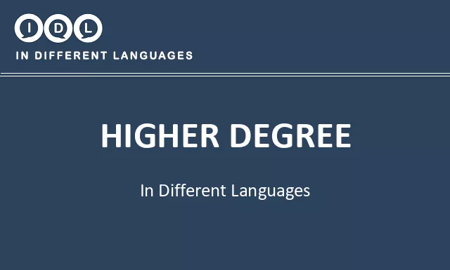 Higher degree in Different Languages - Image