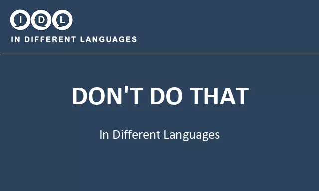 Don't do that in Different Languages - Image