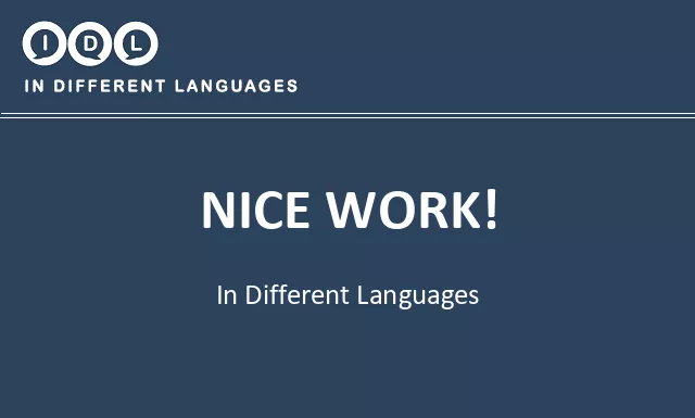 Nice work! in Different Languages - Image